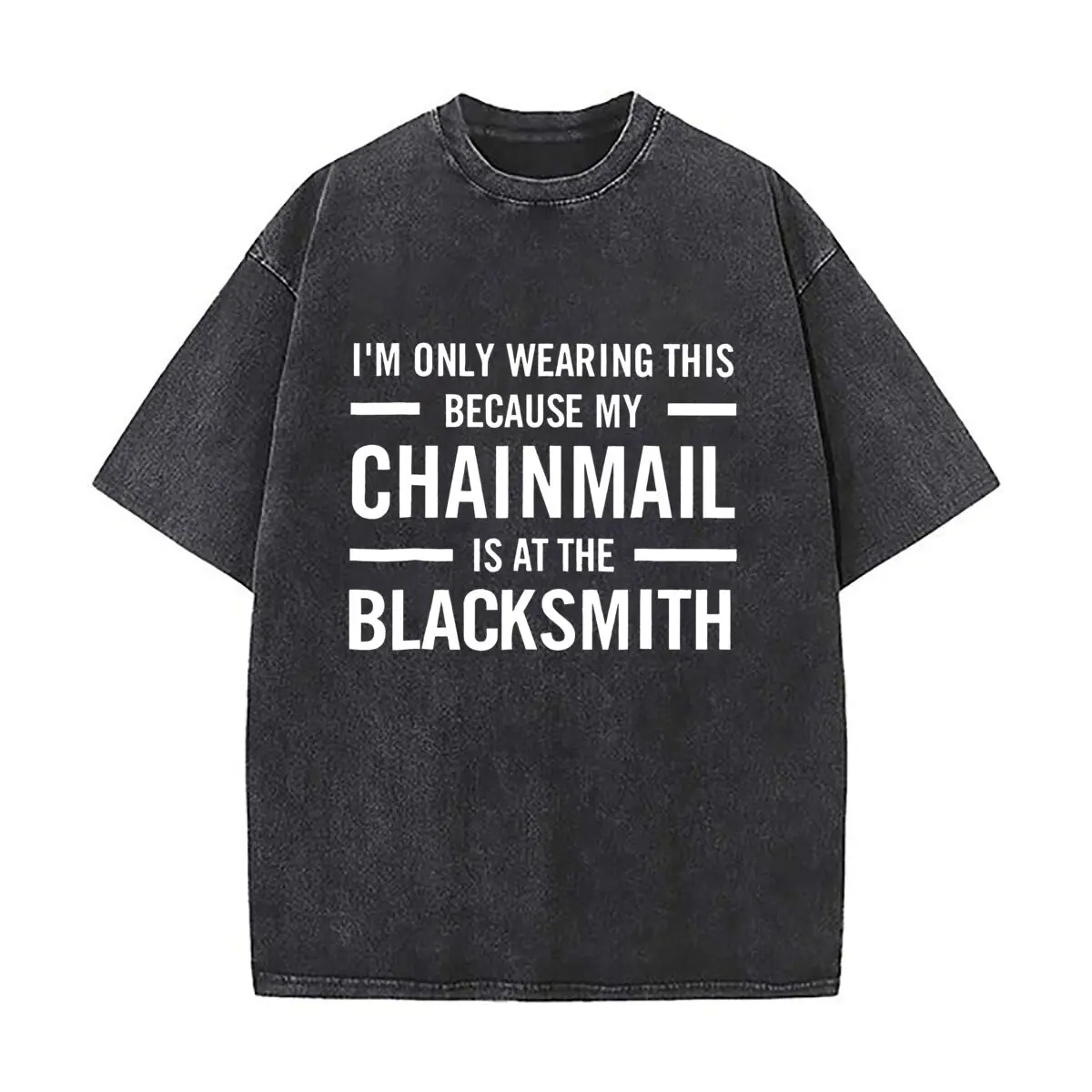 Chainmail Blacksmith Humor Art Sports Casual Distressed Washed Short Sleeve Breathable Cotton Top