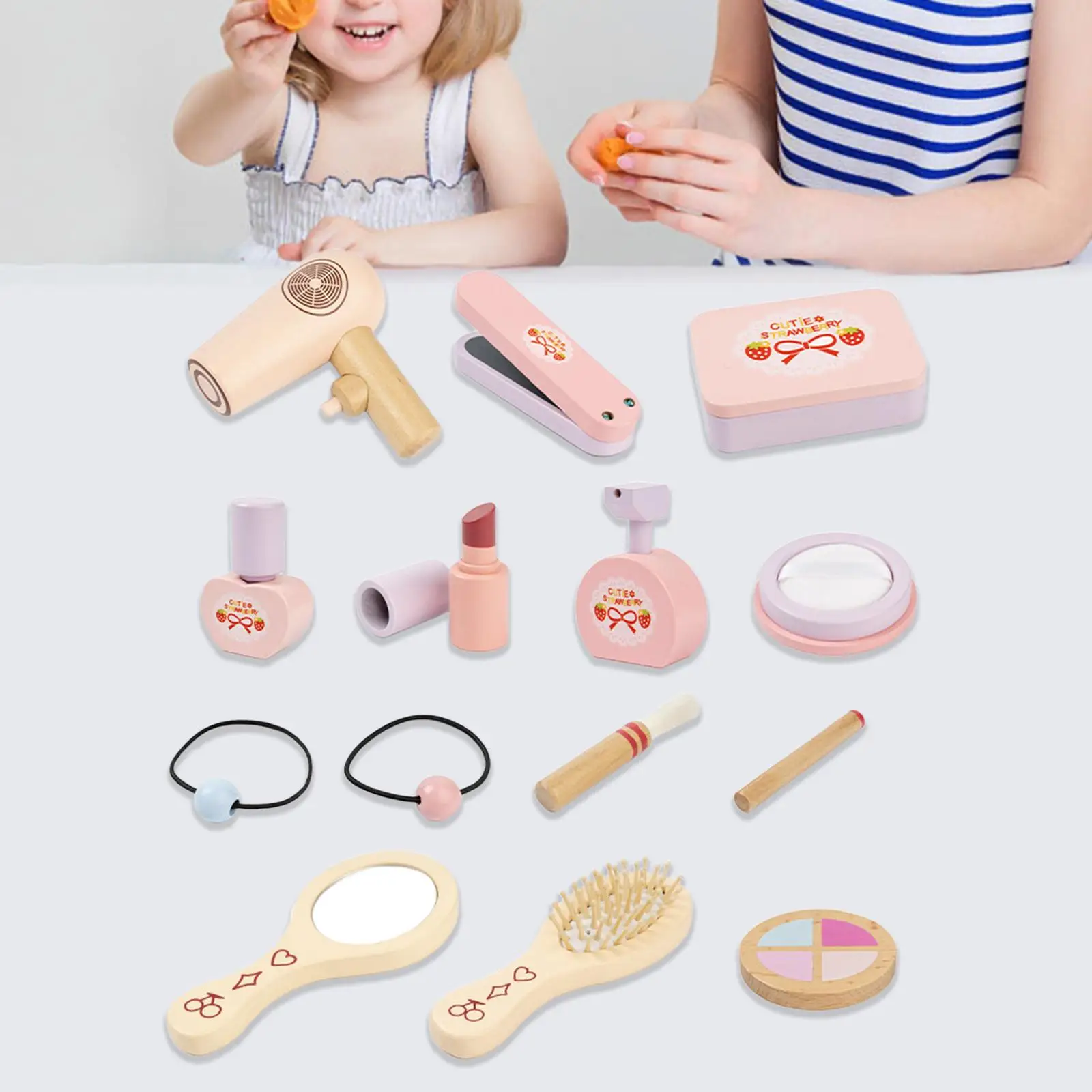 Fantasiespel Make-up Schoonheidsset voor kleine meisjes Rollenspel Vroeg leren Houten make-upset voor verjaardagsspeelgoed Cadeaufeestmeisjes