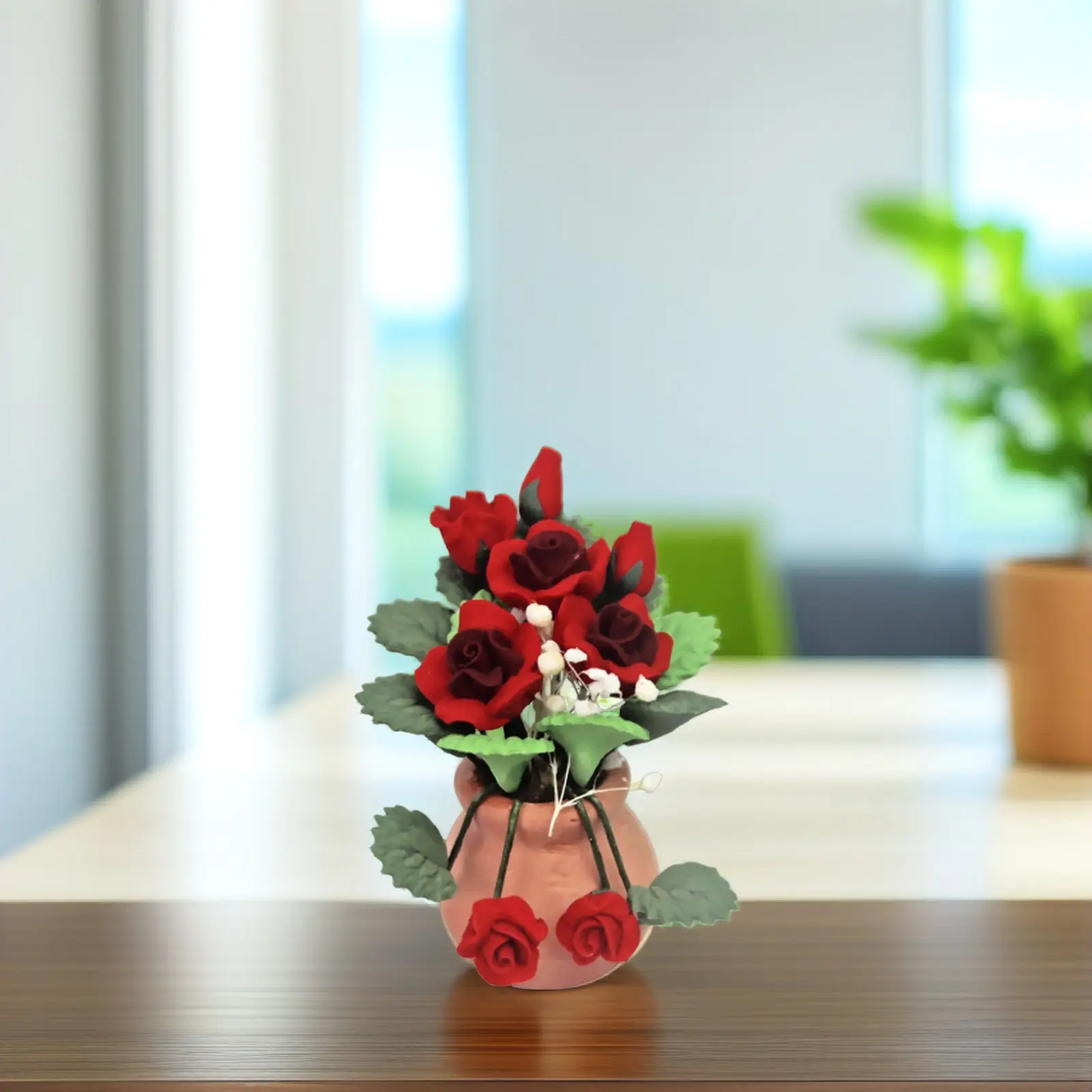 

1Pcs Mini Rose Potted Lifelike High-Detail Miniature Flower Ornament Creative Mini House Accessories for Kids Room Artistic