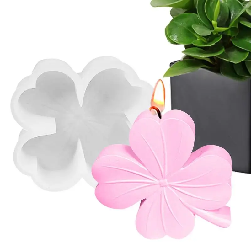 Shamrock Silicone Resin Mold Shamrock Lucky Four Leaf Fondant Moulds Four-Leaf Shamrock Shape Resin Plaster Mold for Candle DIY