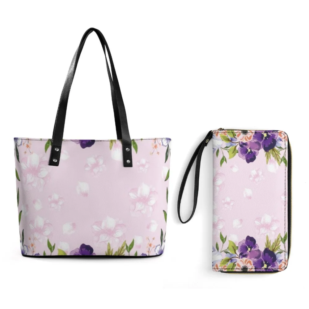 

Новинка 2025, женская сумка с цветочным принтом, набор сумок и кошельков, женская сумка для хранения, настраиваемые узоры