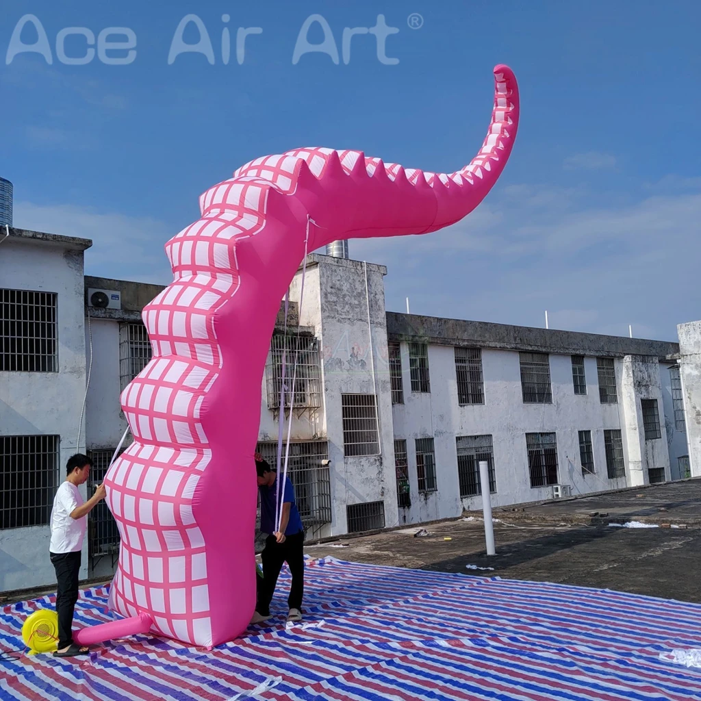 Pierna de pulpo inflable personalizada, tentáculo simulado, brazo diabólico de soplado de aire rosa para decoración de conciertos y edificios