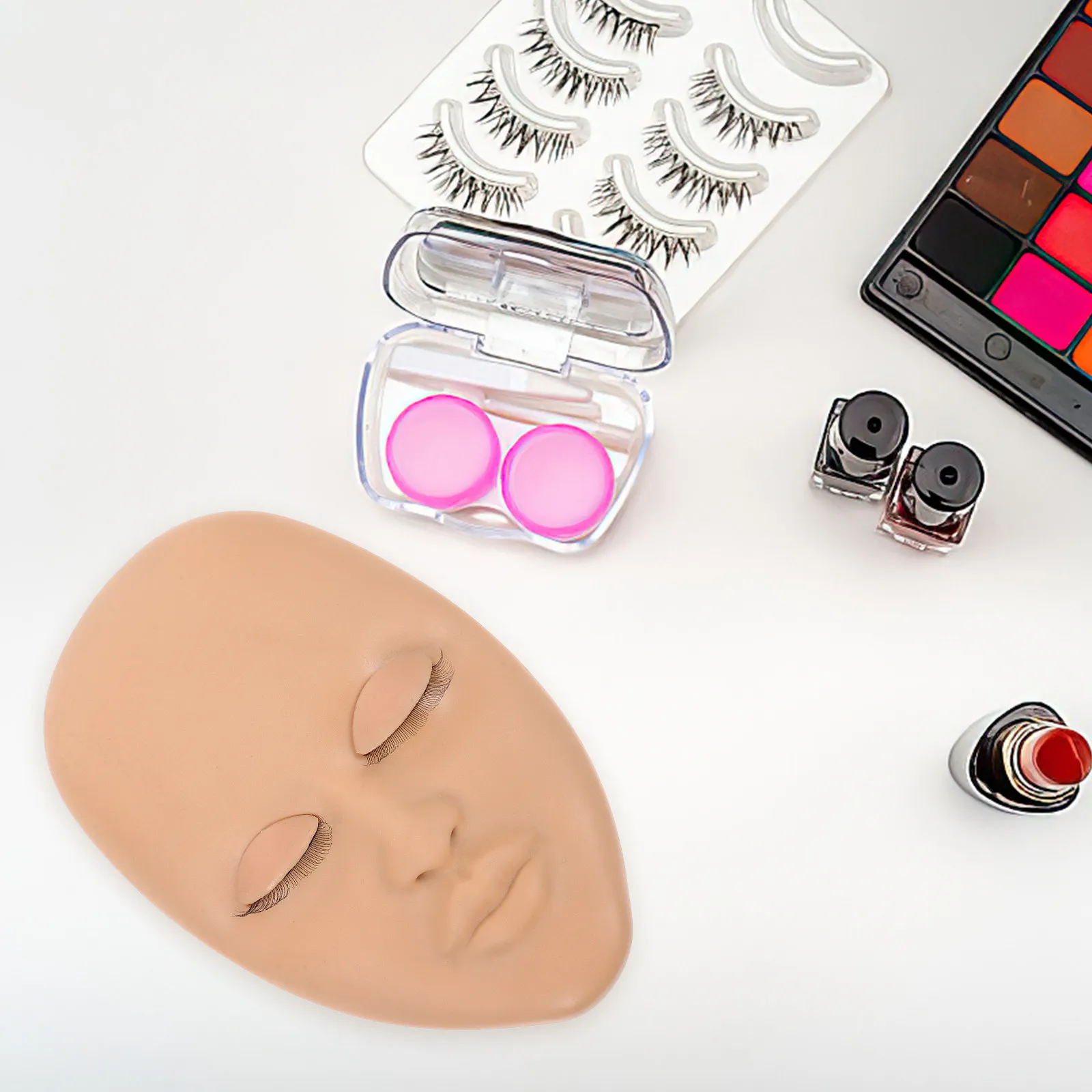 

Манекен-голова для тренировок: гладкая, реалистичная поверхность для наращивания ресниц, нанесения макияжа, росписи лица, массажа и обучения.