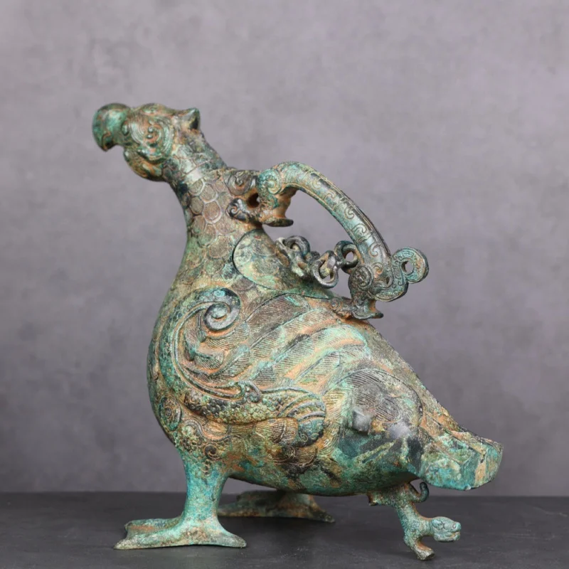 Shanxi Jin Migratory Bird Zun Zhao Qing Bird Zun Bronze Ware Antique Style Ornaments Antique Collection High-End Business Gifts