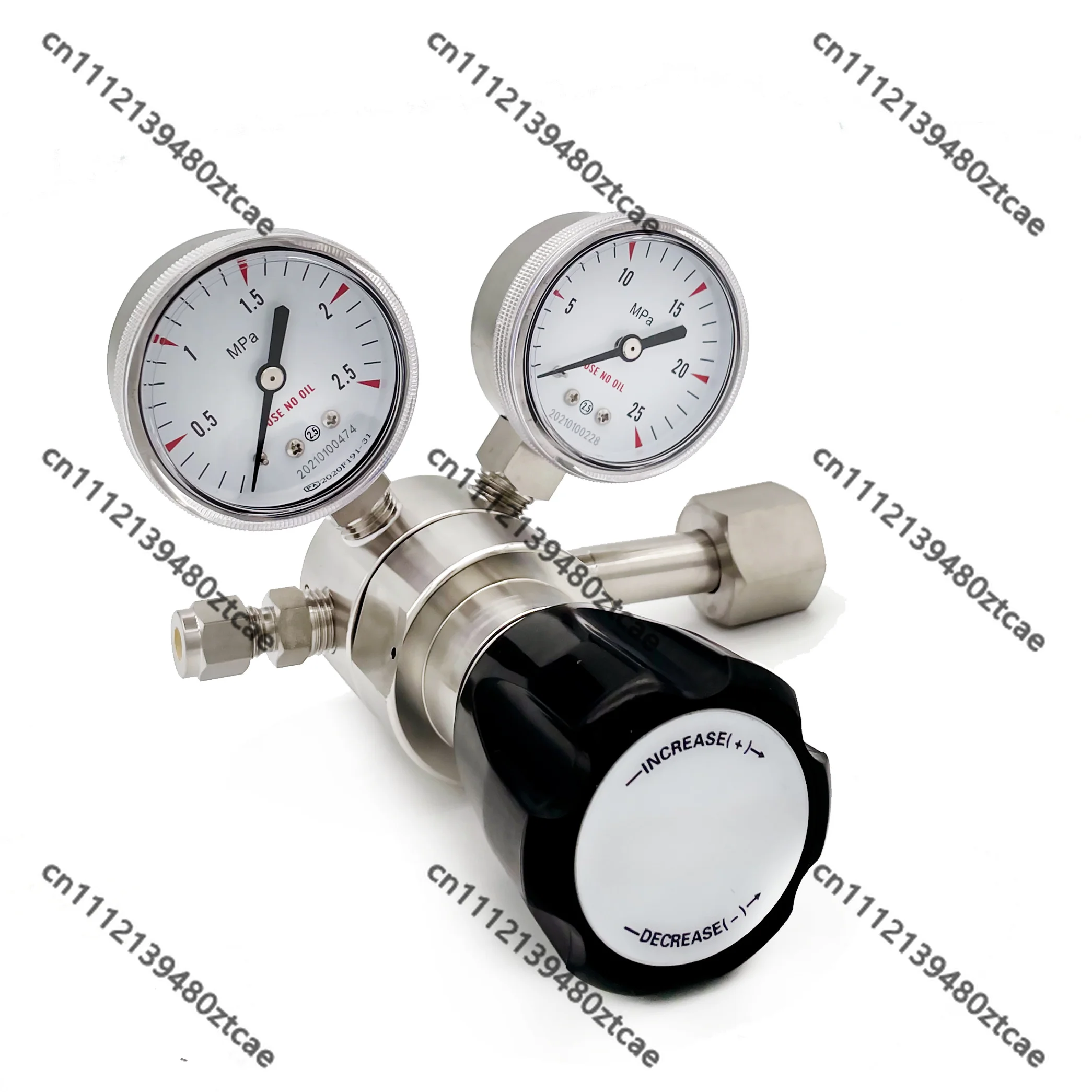 316L Stainless Steel High Precision Gas Regulator 10*25MPa N2 H2 O2 He High Pressure Reducing Valve