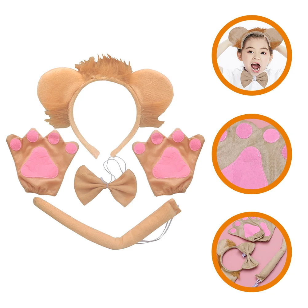 

Lion Costume Accessory Animal Headband Bow Tie Performance Party Female Hairband