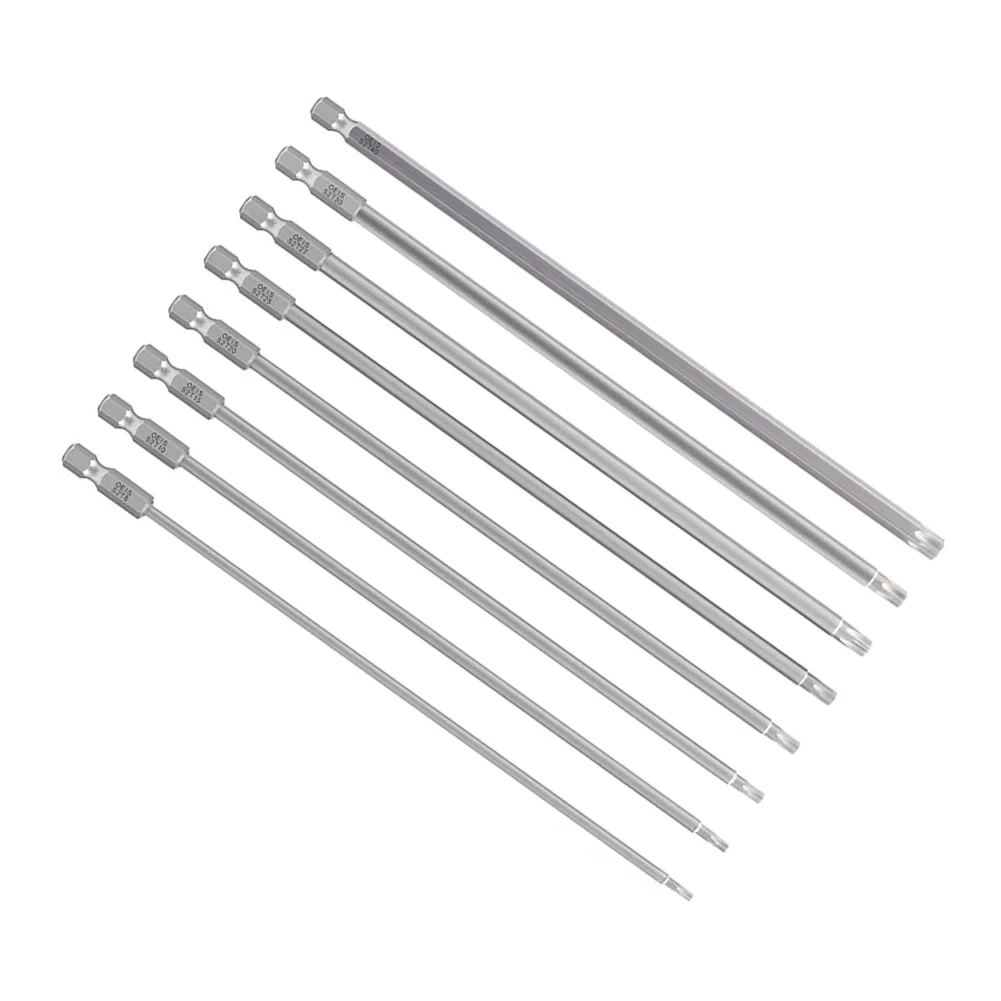 8Pcs 200mm Torx Head Screwdriver Bit Set Steel T8/T10/T15/T20/T25/T27/T30/T40 Long Drill Bits 1/4\