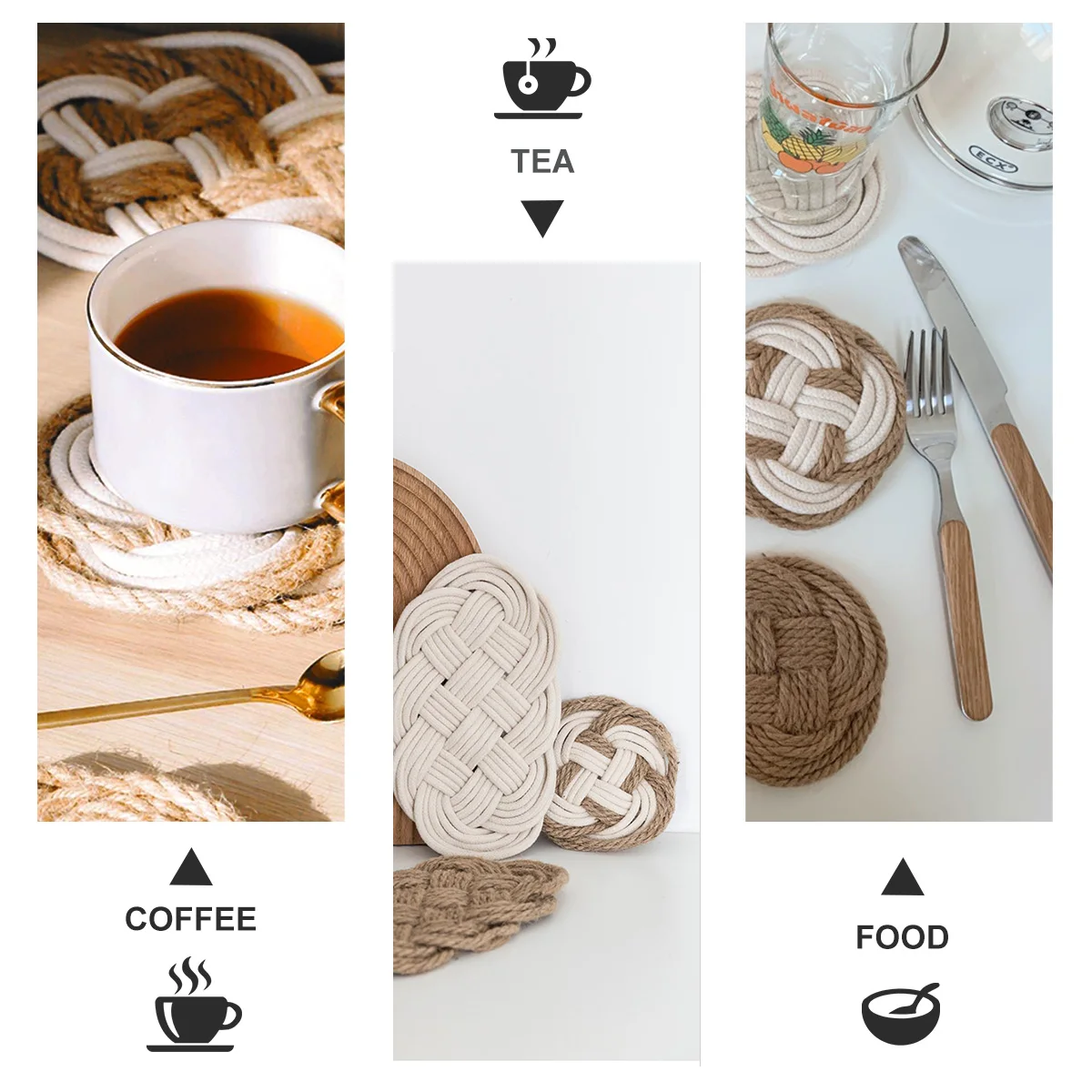 

Cup Coasters Cotton Thread White Non Slip Placemat H made Decorative Table Protection Heat Resistant Dining Room Accessories