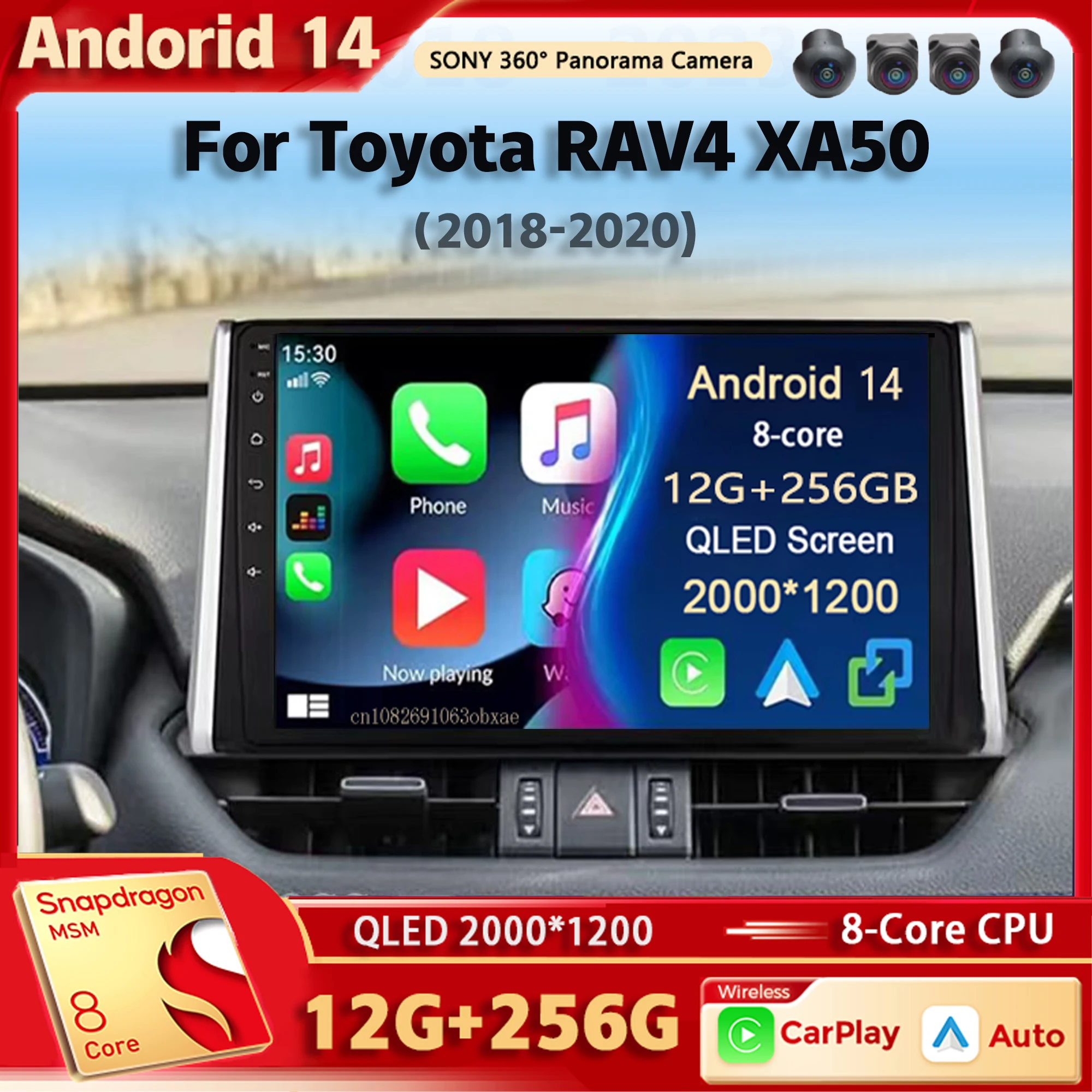 Android 14 Car Radio Multimedia Player For Toyota RAV4 XA50 2018 2019 2020 Auto Carplay Car Stereo DSP wifi+4G Ai voice 2 Din BT