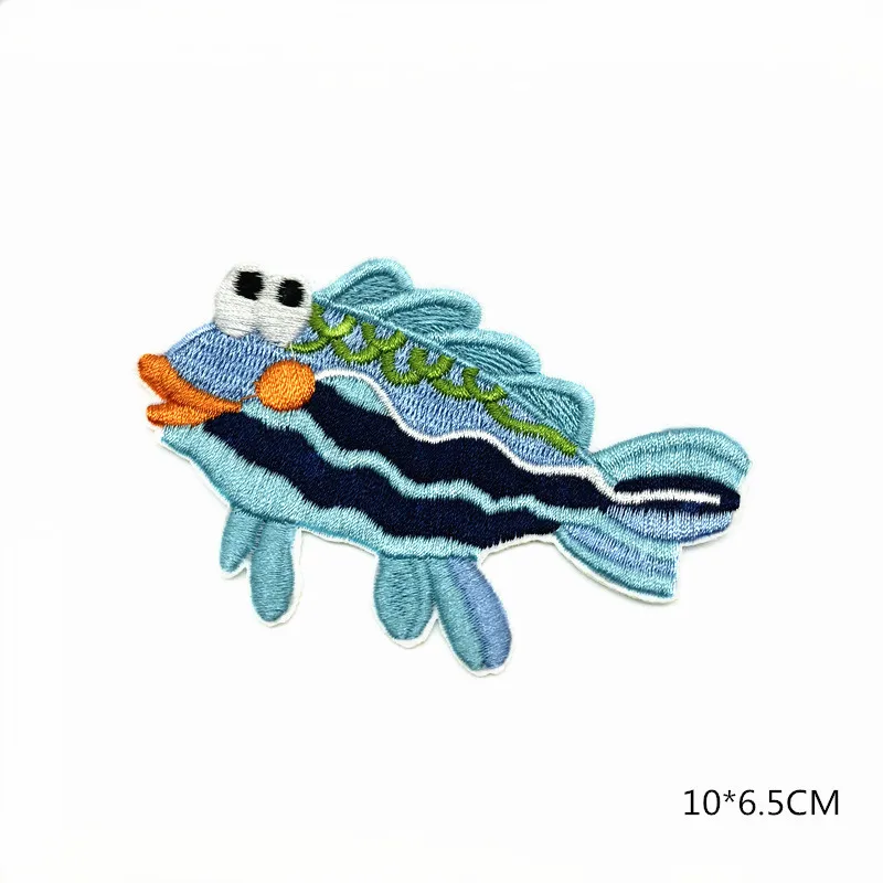 Embroidery Cloth Patches for Kids, Ocean Fish, Clothing, Bags Decorations, Subsidies, Clown Fish Patch, D-006