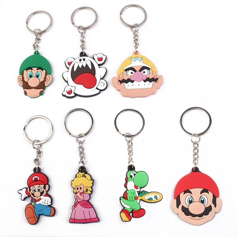 Super Mario Bros Keychain High Quality PVC Cartoon Anime Bag Pendant Decoration Doll Keychain Kids Women Men Birthday X-mas Gift