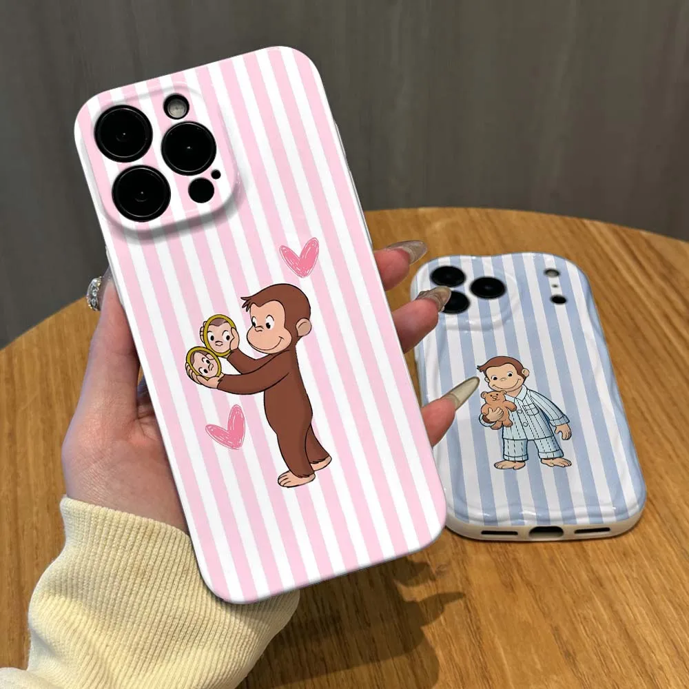 

Striped Monkey Cool Cover For Apple iPhone 17 16 15 14 13 12 11 X XS XR Air Pro Max Plus Mini Feilin Wave Oil Shell