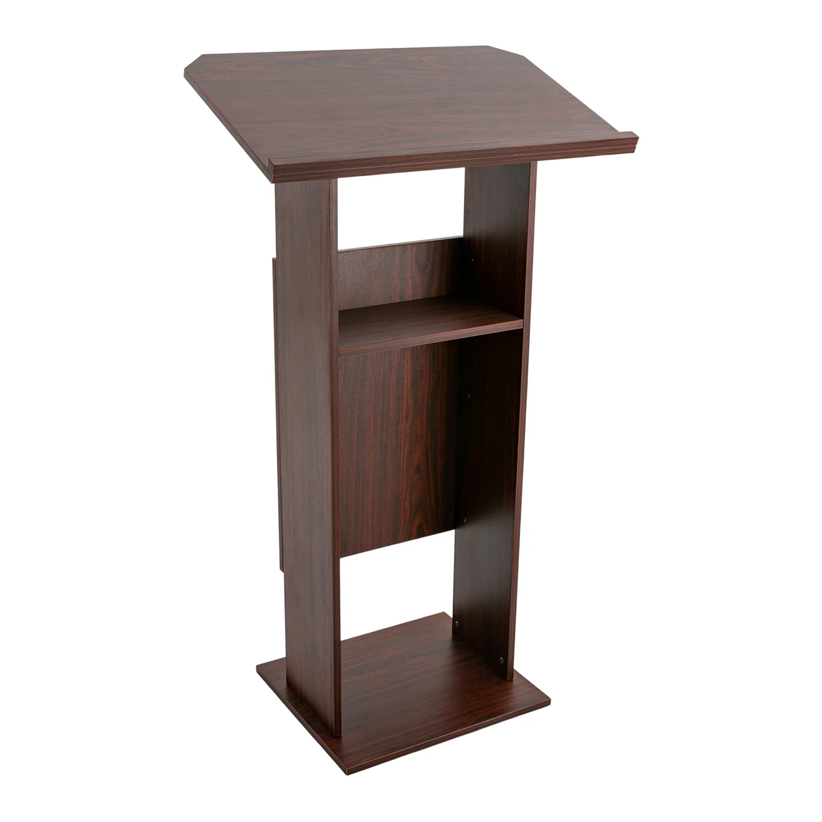 Wood Podium with Universal Wheels Mobile Presentation Lectern Stand Portable Stand Up Work Table for Pulpit Churches Conference