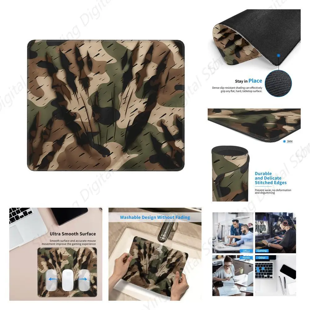 Mouse Pad Anti Slip Rubber Bottom Camouflage With Claw Print Pattern Mouse Pad For Men And Women Computer Games Mouse Pad