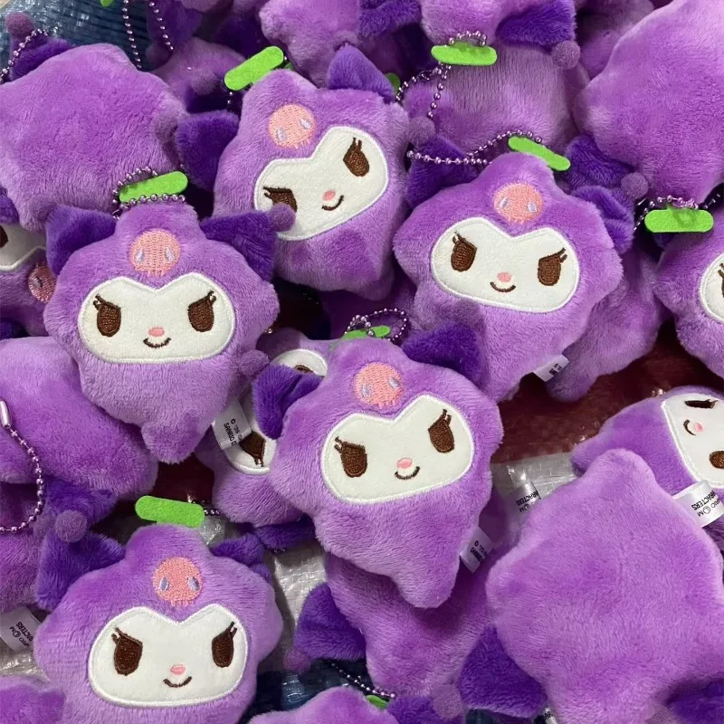 

8cm Anime Kawaii Grape Fruit Series Kuromi Cute Plush Doll Girl Bag Mini Pendant Doll Cartoon Keychain Decoration Birthday Gift