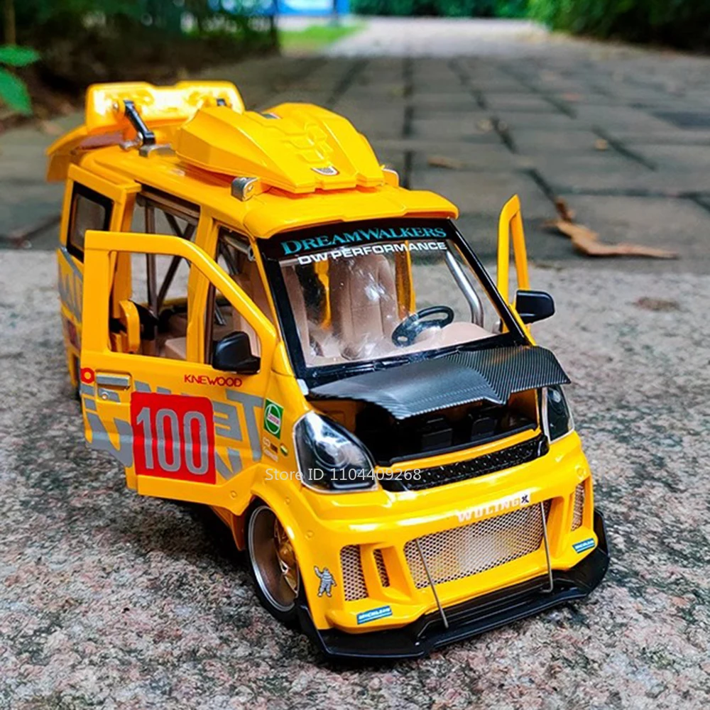 1:24 武陵宏光バン修正バージョン車バーベキュートラックモデルおもちゃ合金ダイキャストミニチュア車両モデル装飾ギフト