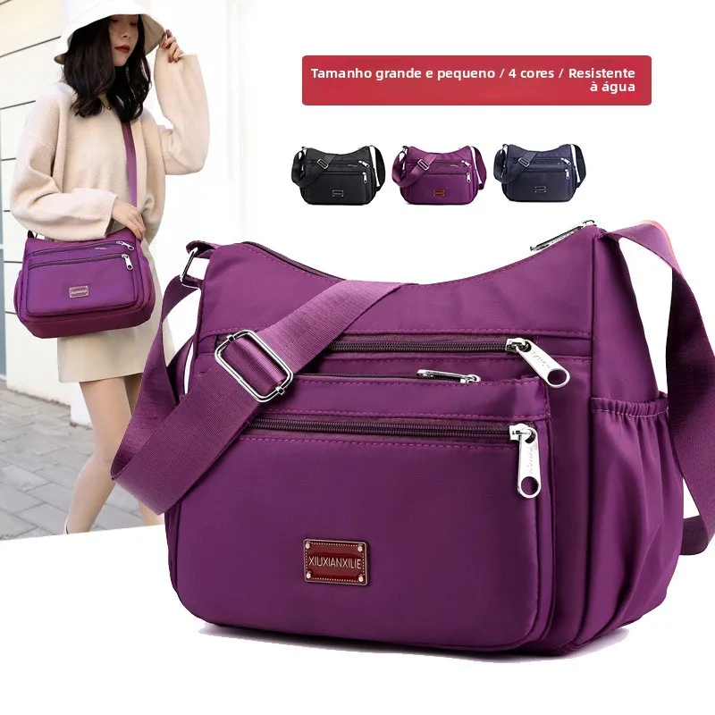 Bolsa de Ombro em Tecido Oxford, Fashion, Impermeável, Casual, Nylon, Bolsa Transversal Multi-Camadas, Grande Capacidade, Lazer