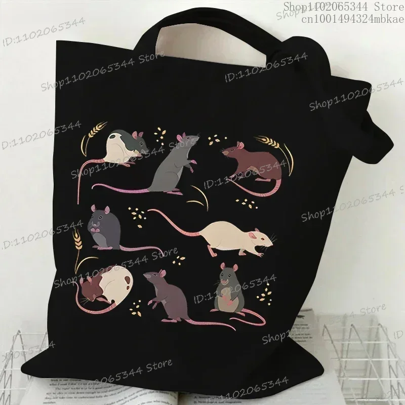 Rat Shoulder Bags Women Cartoon Animal Rat Collapsible Tote Bags Vintage Rat Fashion Shopping Bags 2023 Casual Women\'s Handbags