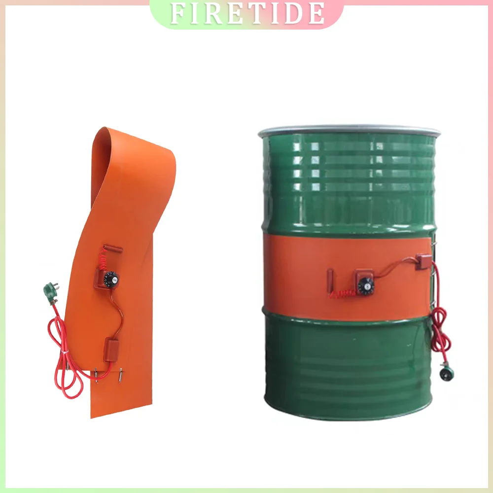 

200L Barrel Silicone Heating Belt, 220V Rubber Heater Jacket 1740x250mm with Knob Thermostat for Oil Drum
