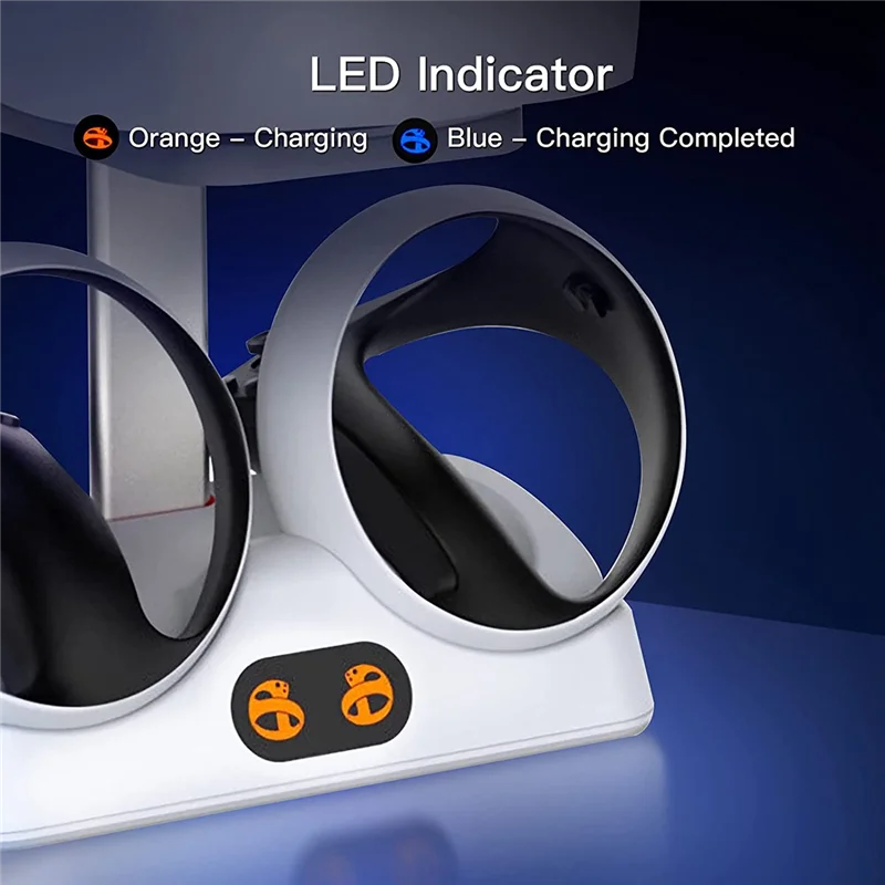 AT12 Charging Station For PSVR2 Controllers With Headset Holder, Virtual Reality Charger Stand Dock For PSVR2 Headset Display
