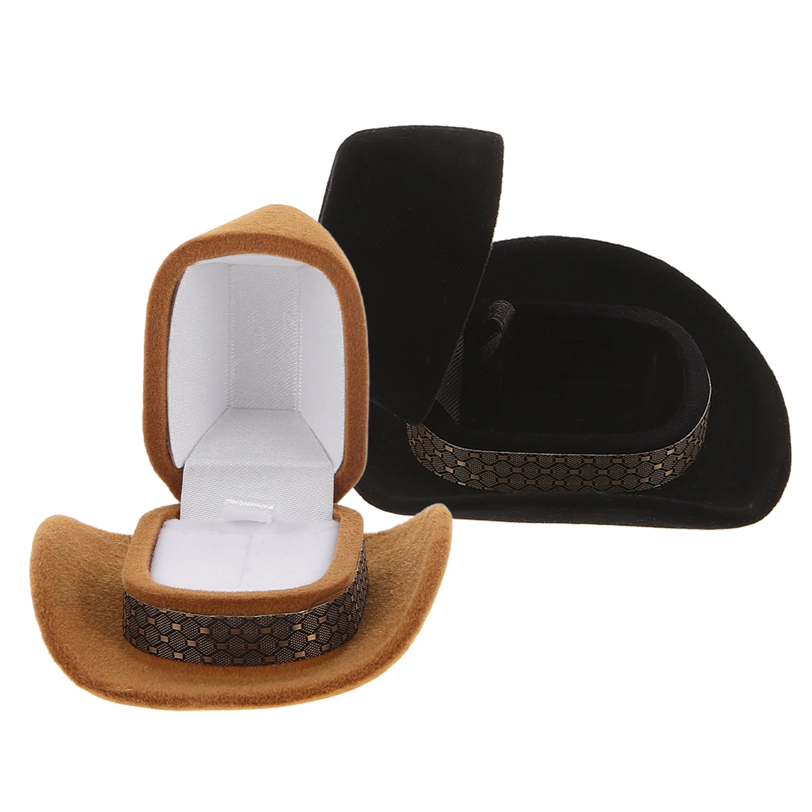 2Pcs Ring Box Jewelry Storage Box Hat Shape for Engagement Wedding Proposal Rings Holder Compact Lightweight Travel Home