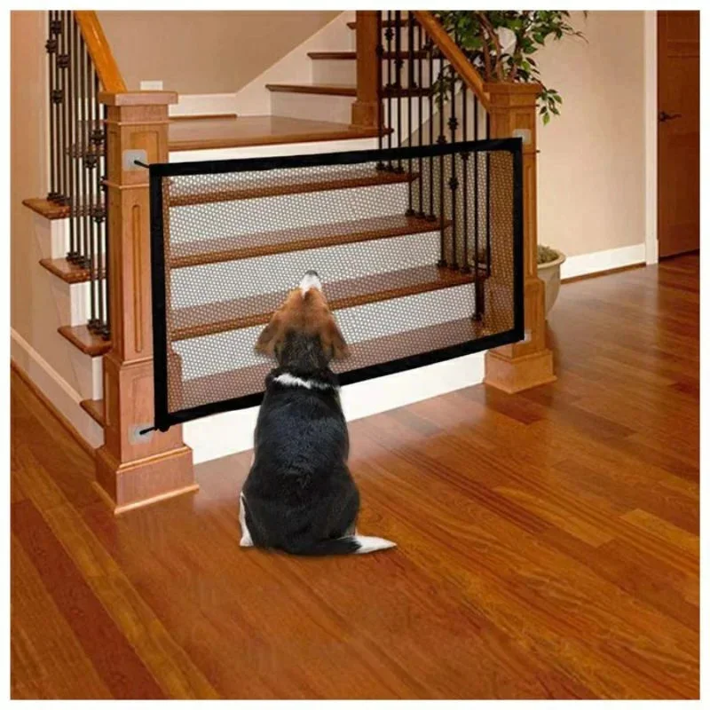 Pet Isolation Barrier Nylon Mesh Pet Divider No Need To Punch Hole Pet Separation Fence Folding Breathable Safety Pet Gate Guard