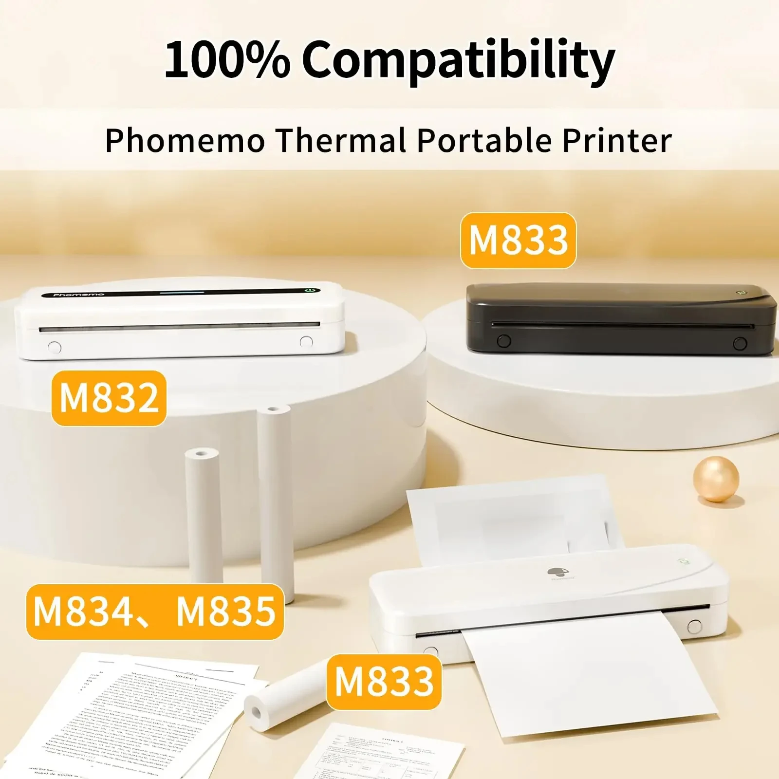 Phomemo A4 Thermal Paper 100/200PCS Compatible for Phomemo M08F M832 Printer Brother Pocket Jet MT800 Portable Thermal Printer