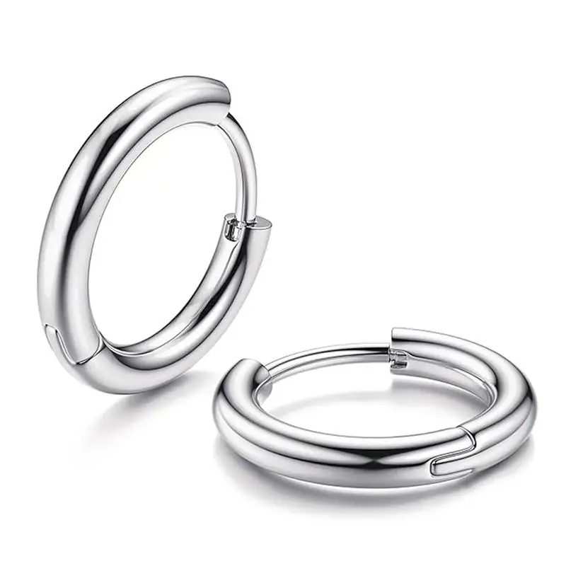 10 Stück Kleine Huggie Hoop Ohrring-Verbinder aus Poliertem Edelstahl für DIY Schmuckherstellung und Bastelzubehör – Detail 9