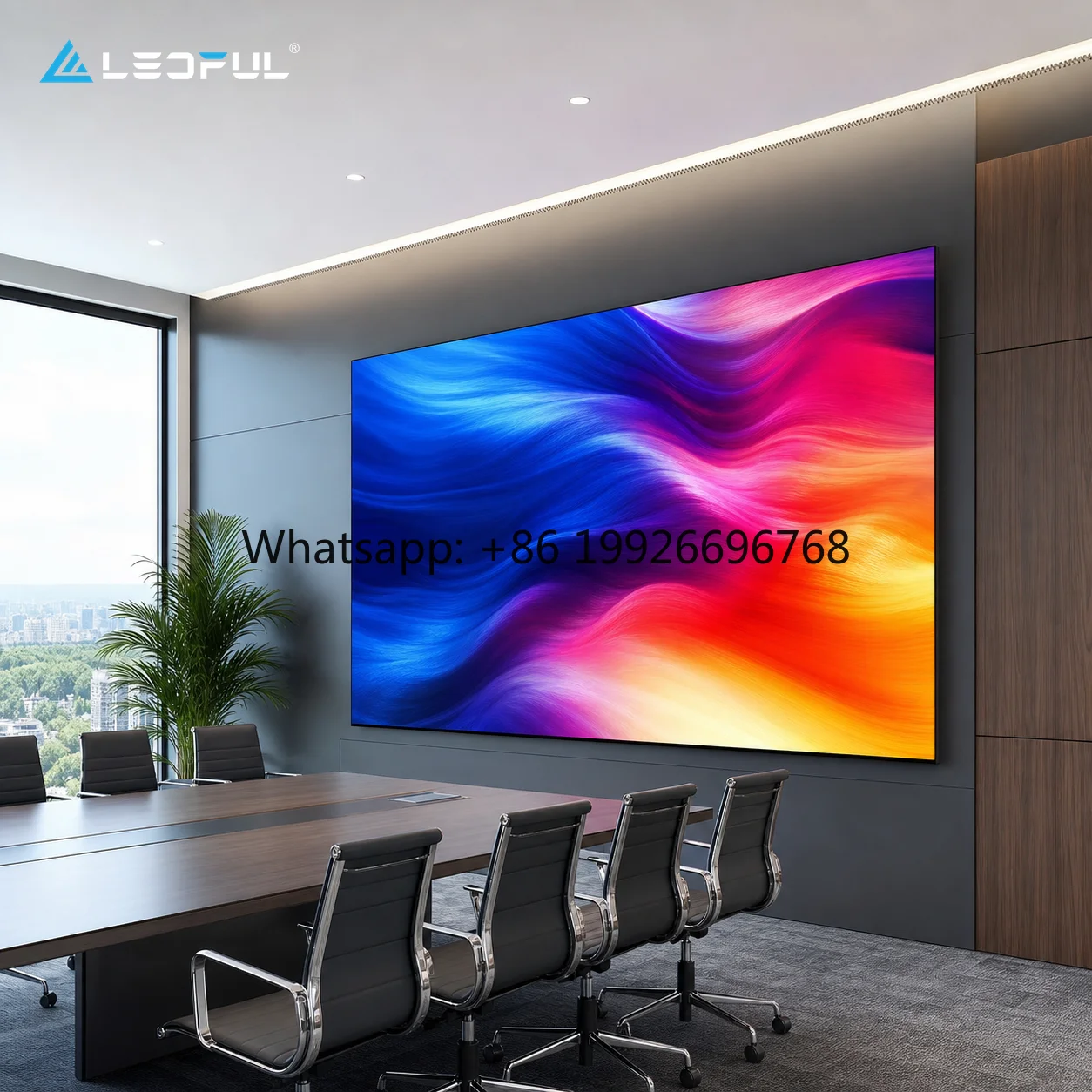 Commercial LED Video Wall P1.86 for Corporate Meeting Room with High Refresh Rate and Wide Viewing Fixed Installation