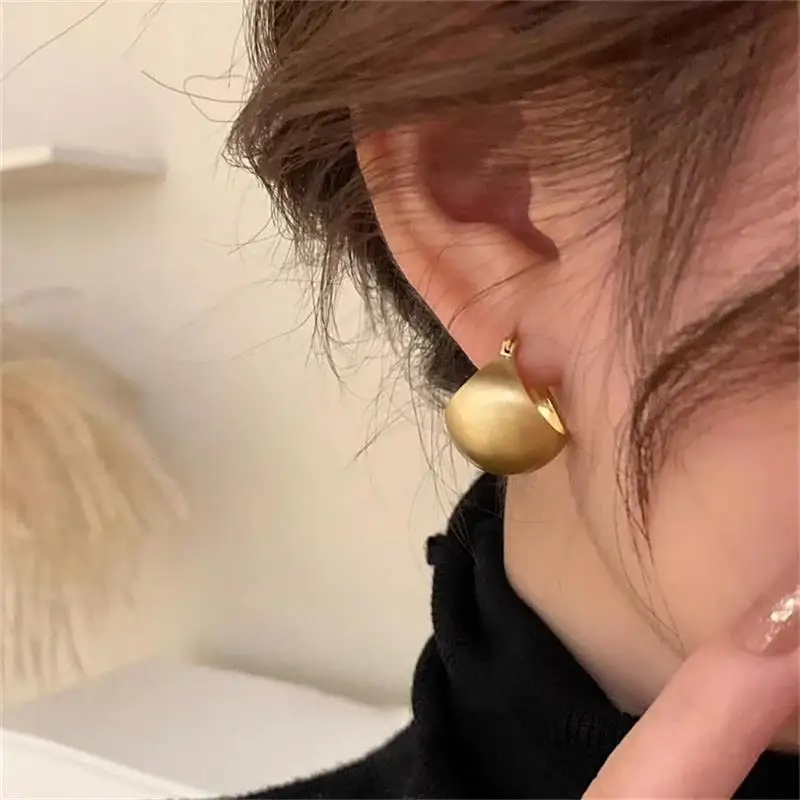 

Metal Brushed Ball Hoop Earrings For Women Girl Fashion New Jewelry Accessories Gift Glamorous серьги женские