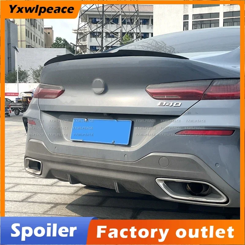 For BMW 8 Series G16 M8 4 Door 2018-2022 Spoiler ABS Gloss Black /Carbon Look Rear Trunk Lip Spoiler Body Kit Accessories