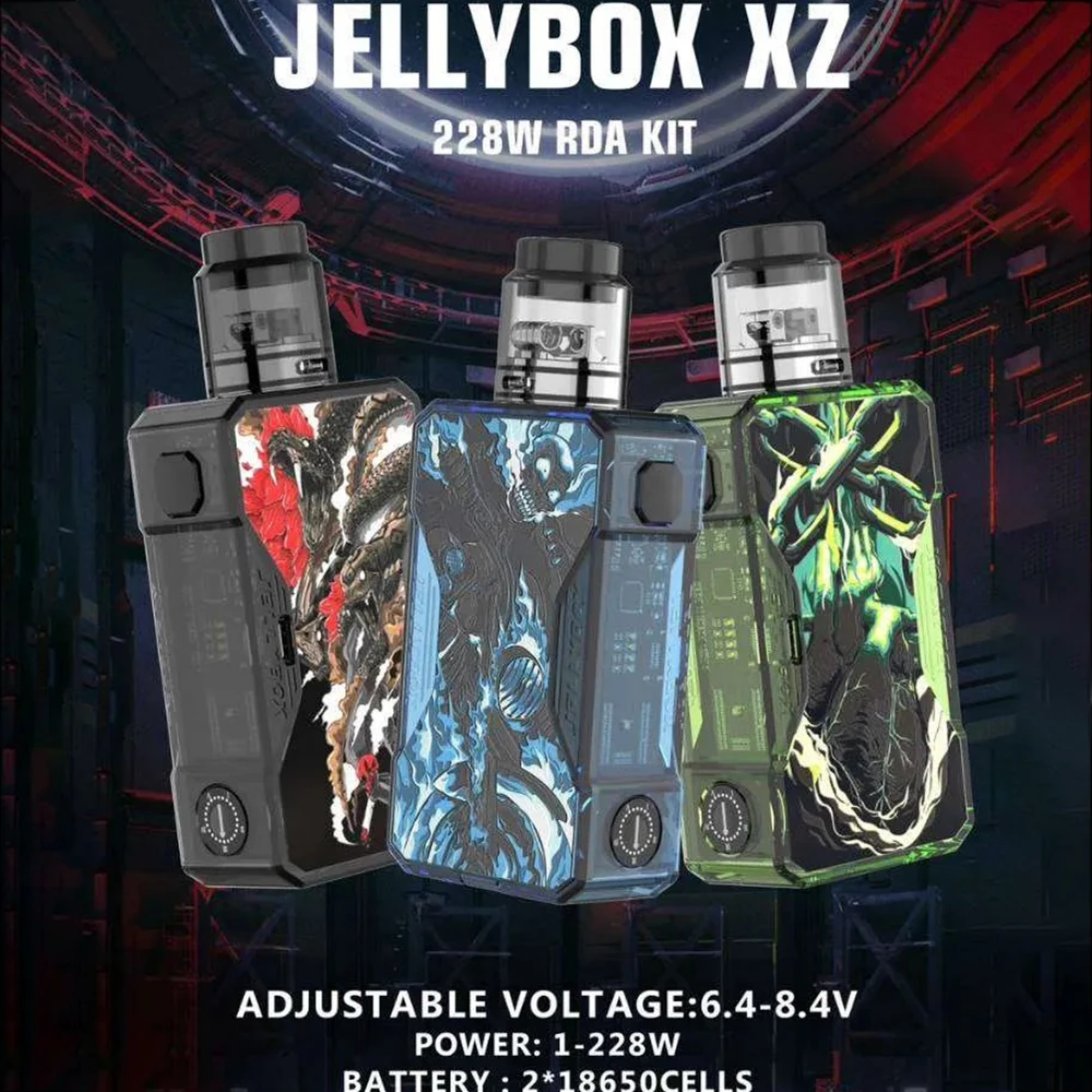 Original Rincoe XZ 228W RDA Vape Kit Box Mod DIY Coil Accessories 6.4-8.4V Variable Voltage Dual 18650 Battery External E Cigar