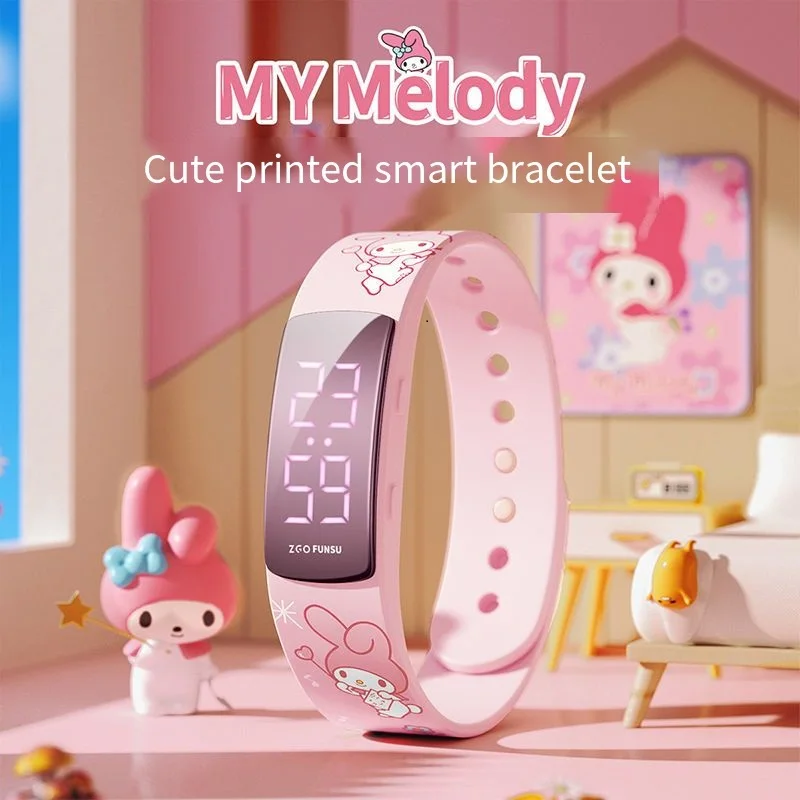 Sanrio Melody lindo reloj de carga para mujer Doodle deportes cuenta de pasos estudiante Cinnamoroll pulsera electrónica de dibujos animados regalo de cumpleaños
