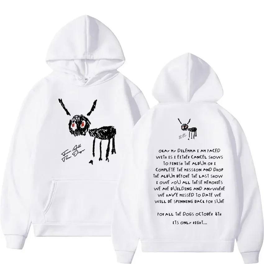 Custom Rapper Drake For All The Dogs Letter Hoodie Men's Hip Hop Vintage Pullover Sweatshirt Fashion Casual Oversized Hooded Str