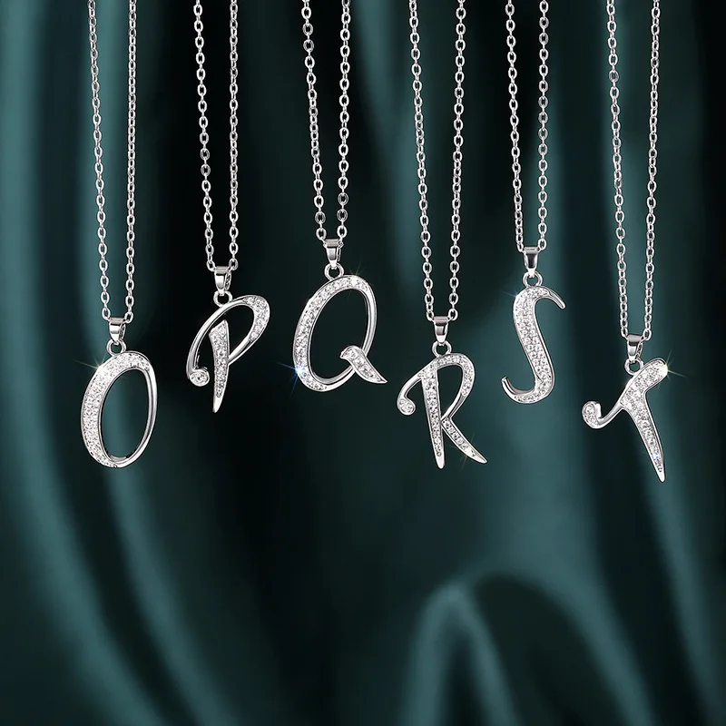 New 925 Sterling Silver Letter Necklace Personality Charm Shiny Pendant Choker Birthday Party Gift for Women Exquisite Jewelry