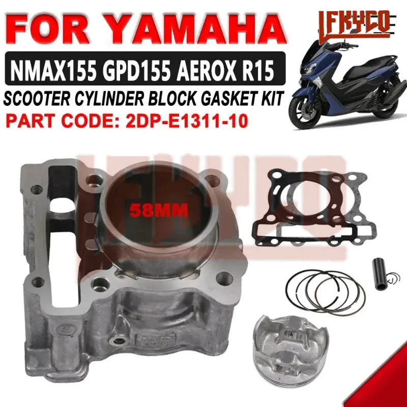 

Motorcycle 58mm Engine Cylinder 155CC Piston Gasket Kit Motor for Yamaha GPD 150 155 NMax N-Max Tricity 155 Motoblock ATV Parts