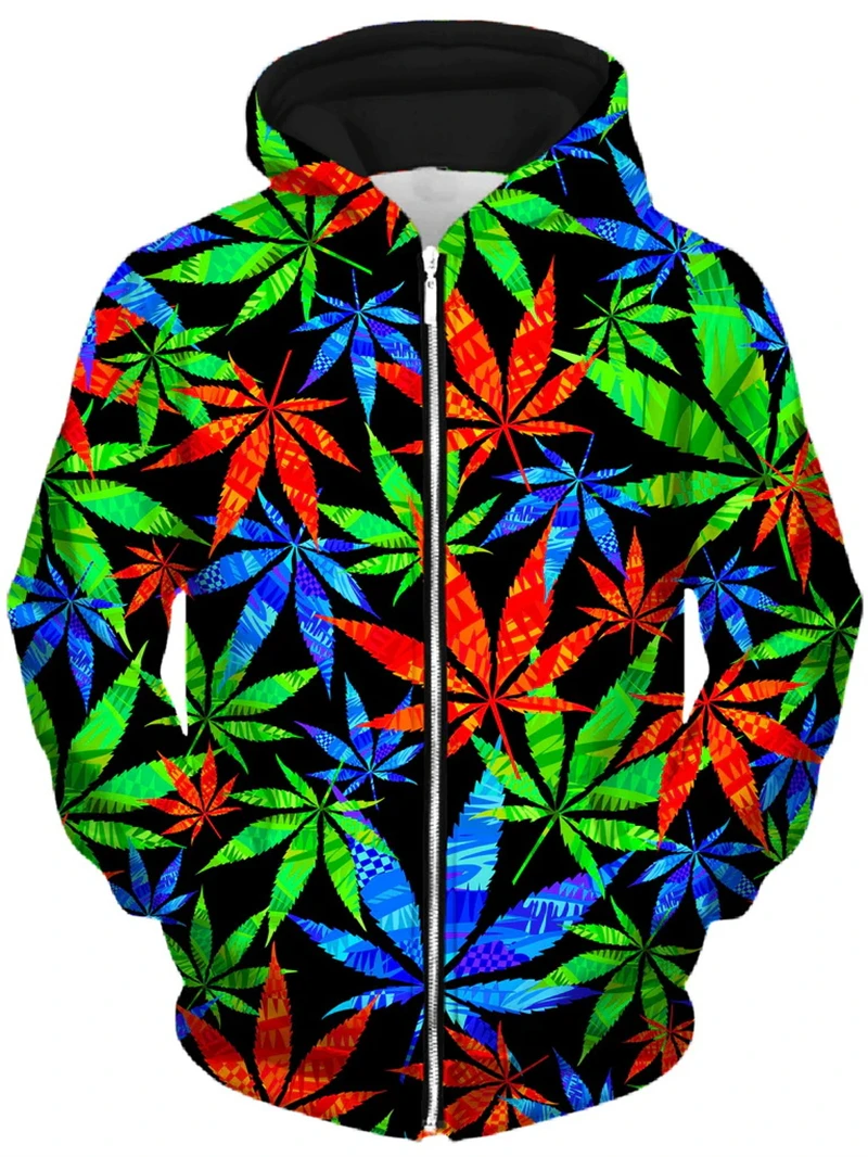 Men Sweetshirts Weeds Leaf Print 3D Hoodie Oversized O-Neck Hooded Pullovres Mens Clothes Streetwear Fashion Tops Dropshipping