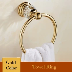 Stainless steel crystal Gold towel ring Bathroom bathroom hardware pendant towel rack Bath towel ring European shelf