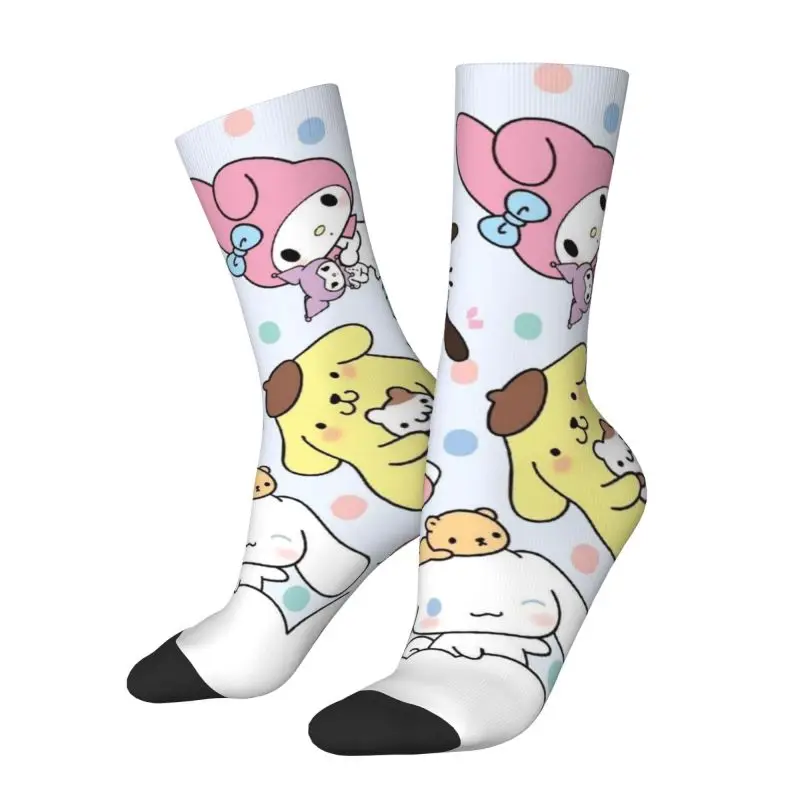 

Custom Kitty And Friends Men's Crew Socks Unisex Fashion Cinnamoroll Spring Summer Autumn Winter Dress Socks