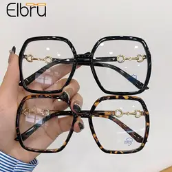 Elbru Fashion Oversize Myopia Glasss Anti Blue Light Shortsighted Eyewear Frame Women Men Nearsighted Eyeglasses With 0-1-2-3-4