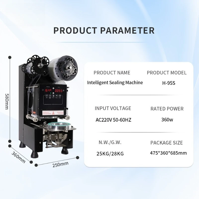 Electric Automatic Sealing Machine for Paper Cup Plastic Cup 90/95mm Heat Sealing Bubble Tea Coffee Yogurt Cup Sealer Machine