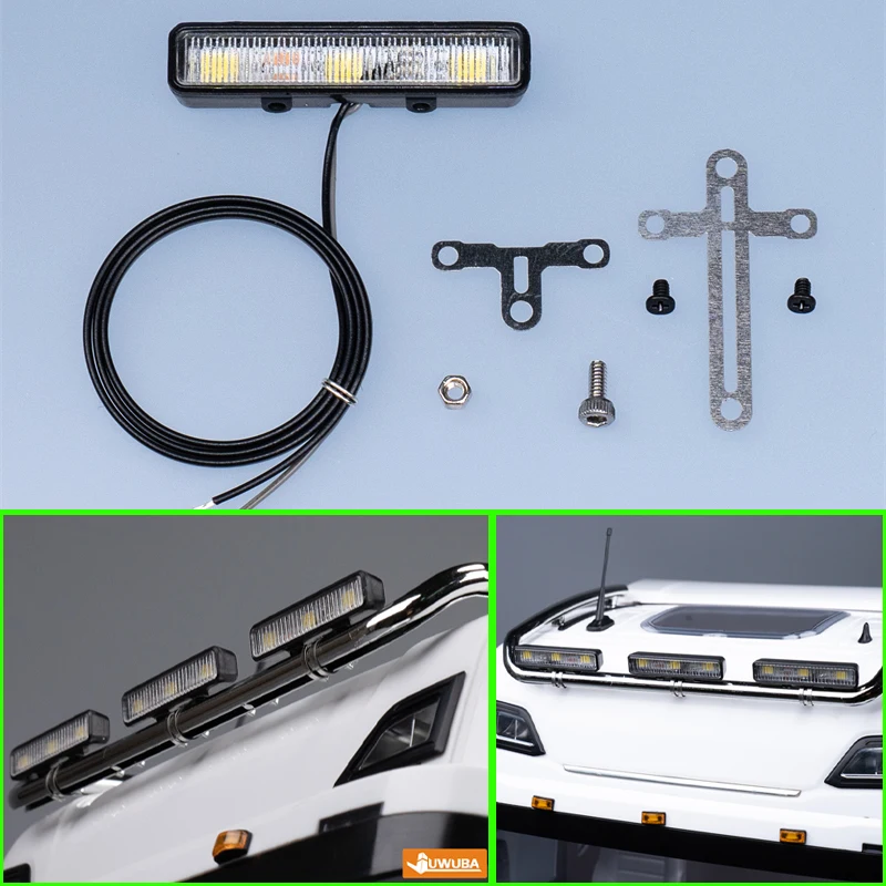 LED Rectangular Spotlight Roof Lights for 1/14 Tamiya RC Truck Car Scania VOLVO BENZ