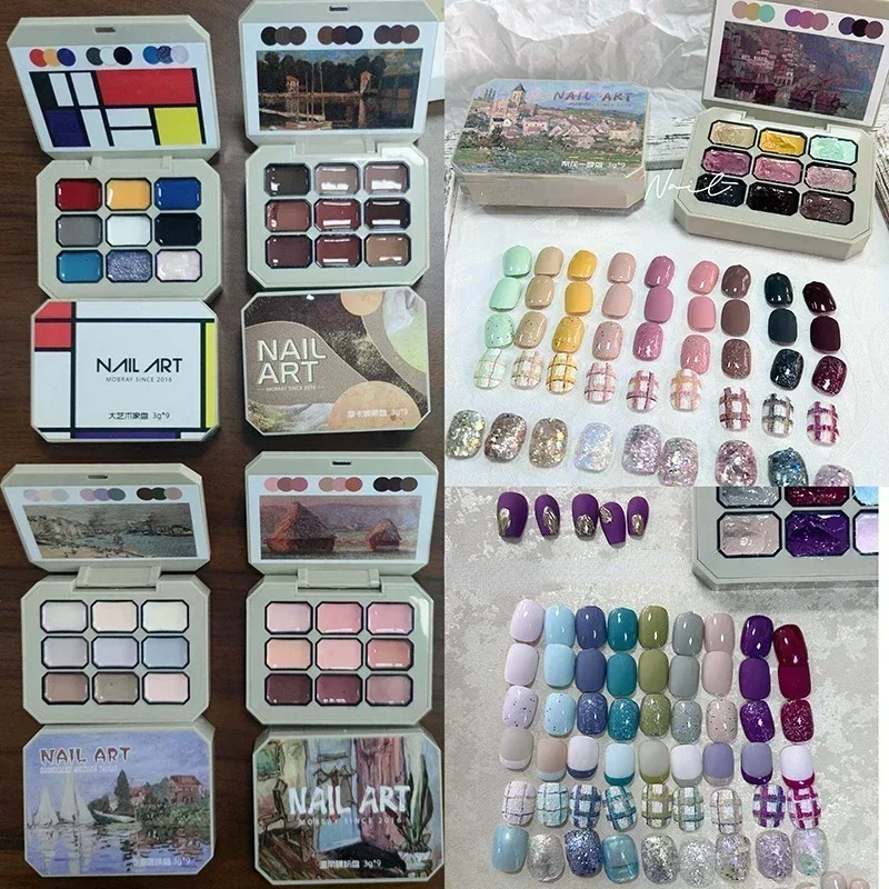 

9 Colors Warm Winter Patting Painting Gel Nail Polish Glitter Effect Soak Off Gel Varnish Gradient Pat Gel Palette Nail Supplies