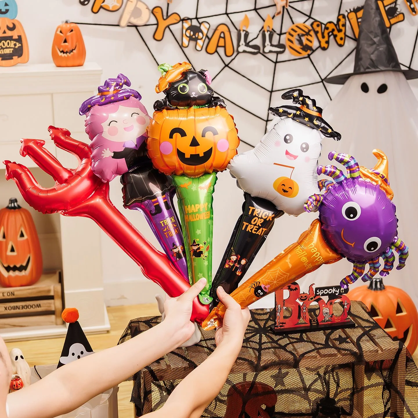 Halloween decorative headband balloons event atmosphere headwear props scene layout gifts free pump