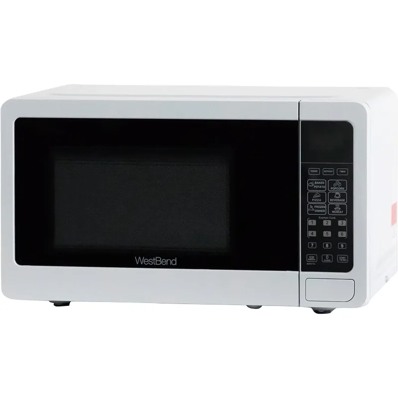 

Microwave Oven 700-Watts Compact with 6 Pre Cooking Settings, Speed Defrost, Electronic Control Panel and Glass Turntable, White