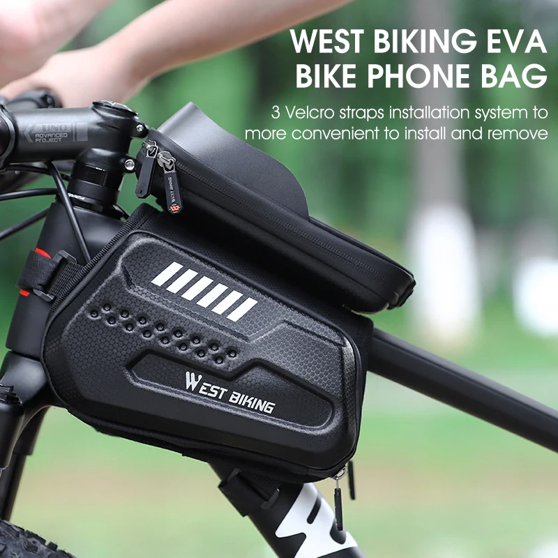 WEST BIKING Bicycle Top Tube Phone Bag Waterproof Touch Screen Phone Case Bag Bike Front Frame Bag MTB Road Bike Accessories