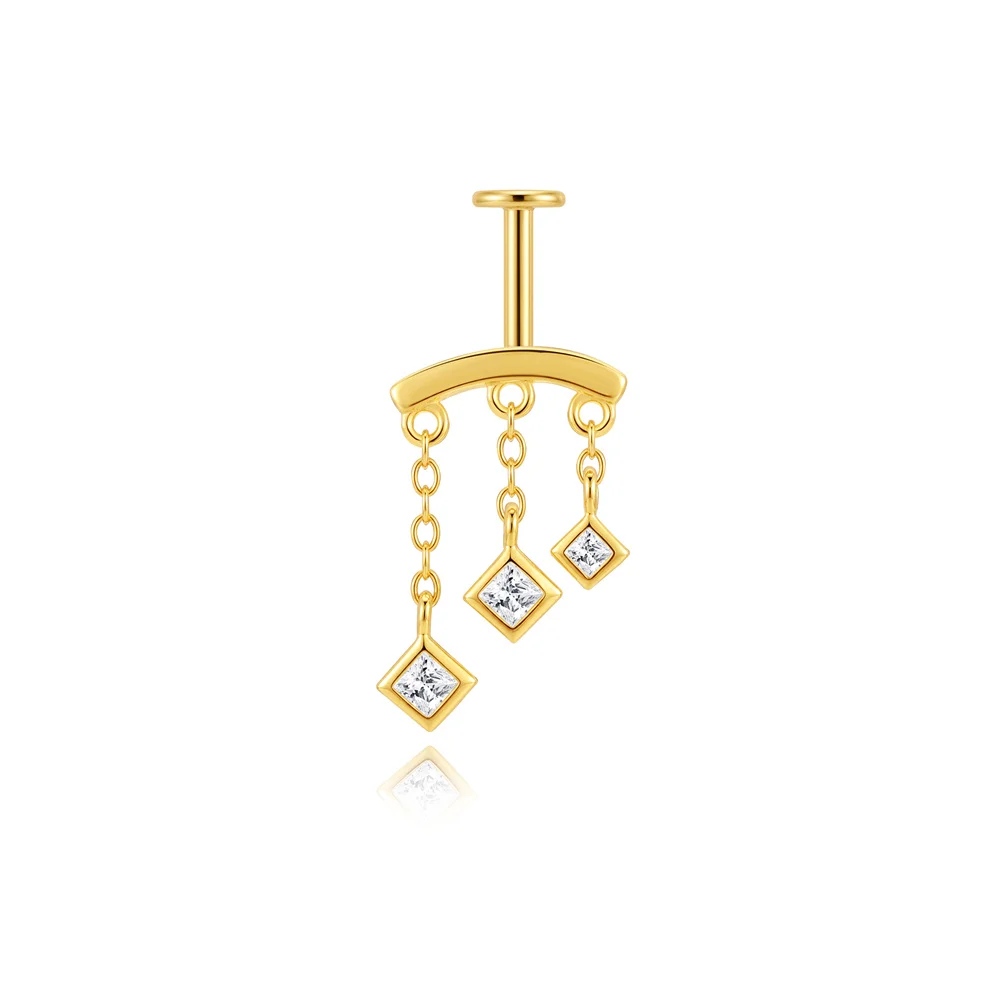 AIDE 925 Sterling Silber Kite Stone Zirkon Flachkopf-Innengewinde-Piercing für Damen, Sternkette, Quasten-Accessoires, Schmuck