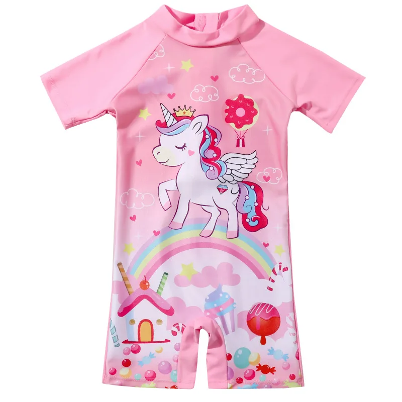 

HappyFlute Cartoon Unicorn Prints One-piece Girl Beach Wear Children's Quick Dry Sun Protection Swimsuit