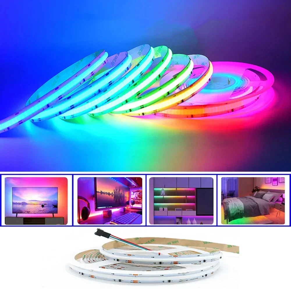 Full Dream Color COB RGBIC LED Strip 12V 24V WS2811 Pixel Strip Light 1m 3m 5m RGB Addressable LED Ribbon for Room Decor