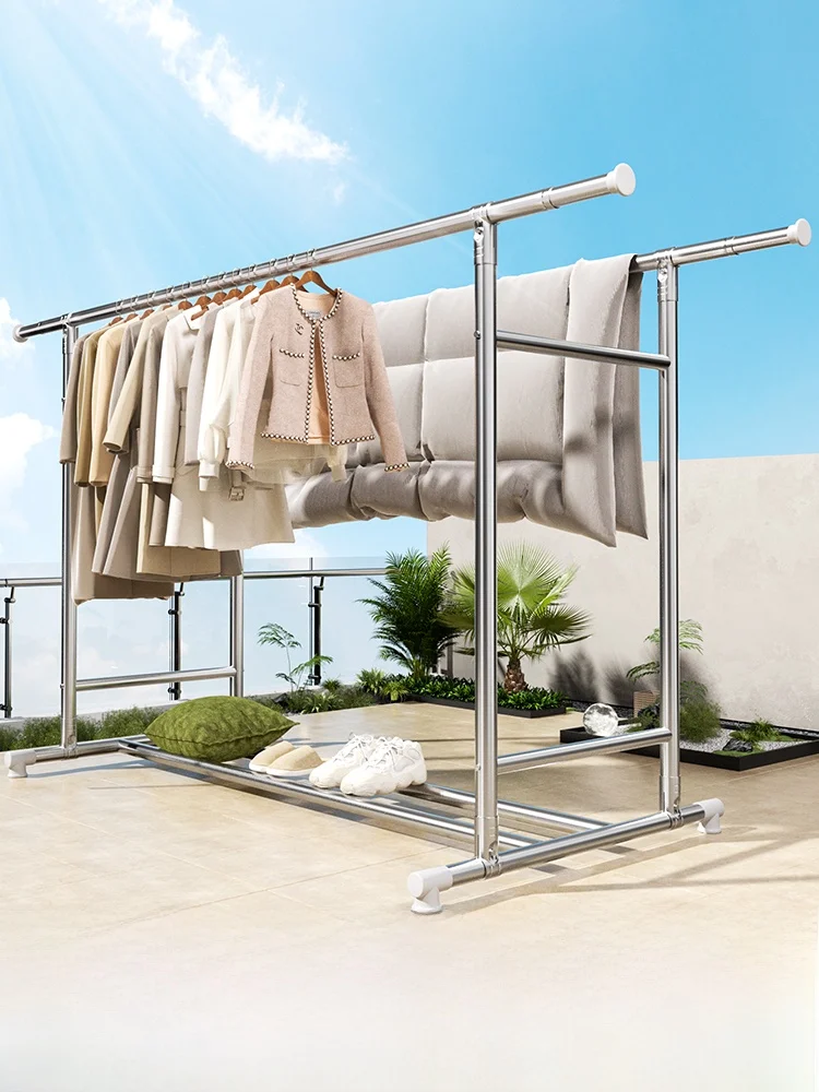 

Stainl Steel Clothesline Stand Indoor Balcony Retractable Clothes Drng Ra Bedroom Quilt Drng Rod ential Tool